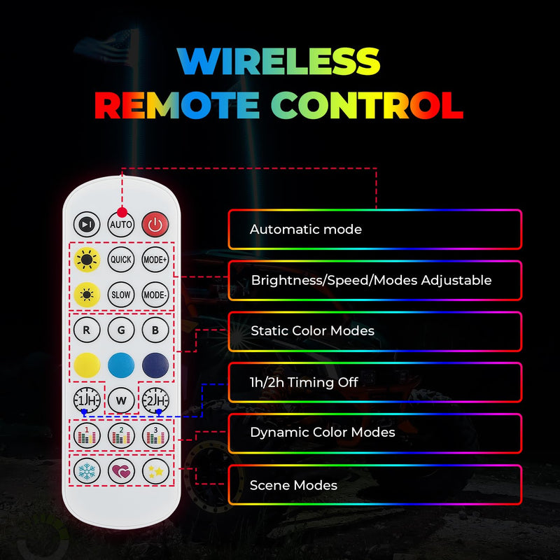 Load image into Gallery viewer, 2pcs 4FT Black Limited LED Whip Light with RF Remote Control
