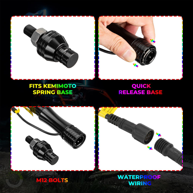 Load image into Gallery viewer, 2pcs 4FT Black Limited LED Whip Light with RF Remote Control
