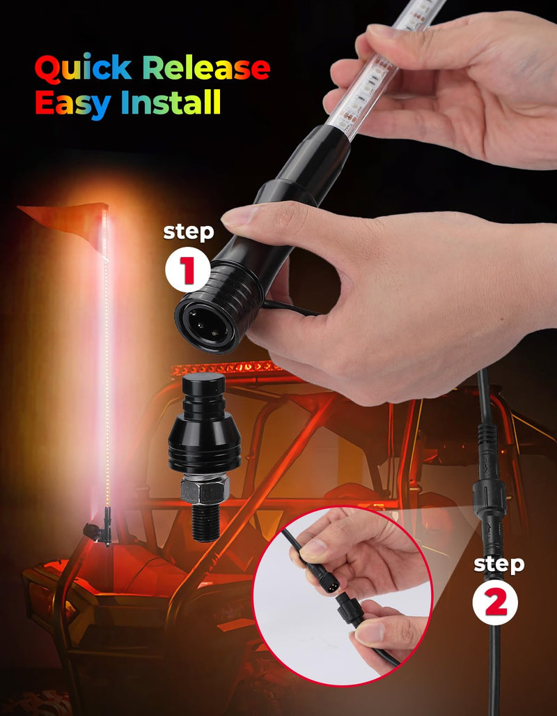 Load image into Gallery viewer, LED Whip Lights for ATV/UTV/RZR (5FT &amp; RGB - 1PC)

