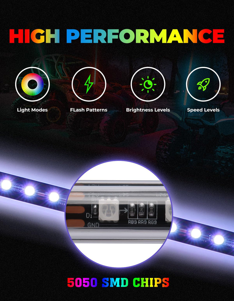 Load image into Gallery viewer, UTV 2pcs 3ft / 4ft Whip Lights with Spring Base for X3 / RZR
