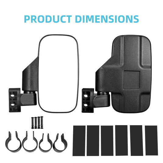 360 Degree Adjustable Side Mirrors for Can Am Maverick X3/ RZR w/ 1.75" -2" Roll Bar(1 pair)