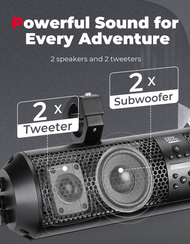 Load image into Gallery viewer, 18" UTV Sound Bar RGB Bluetooth for Can Am Maverick X3/ RZR w/ 1.56"-2.25" Roll Bar
