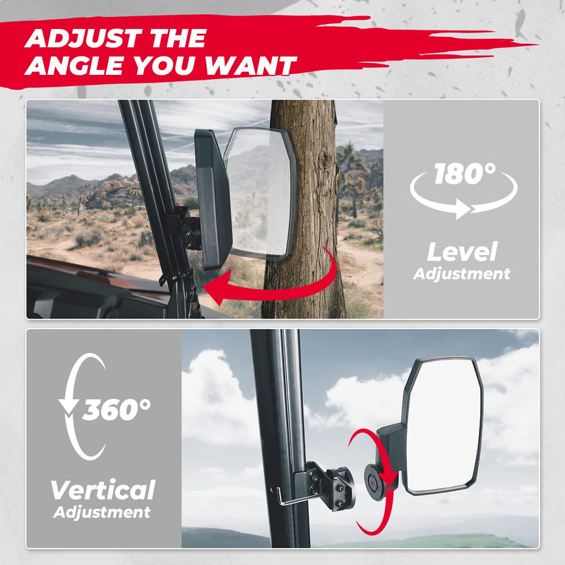 Load image into Gallery viewer, Upgraded UTV Wider Pro-Fit Side Mirrors for Polaris / Can-Am (1 pair)
