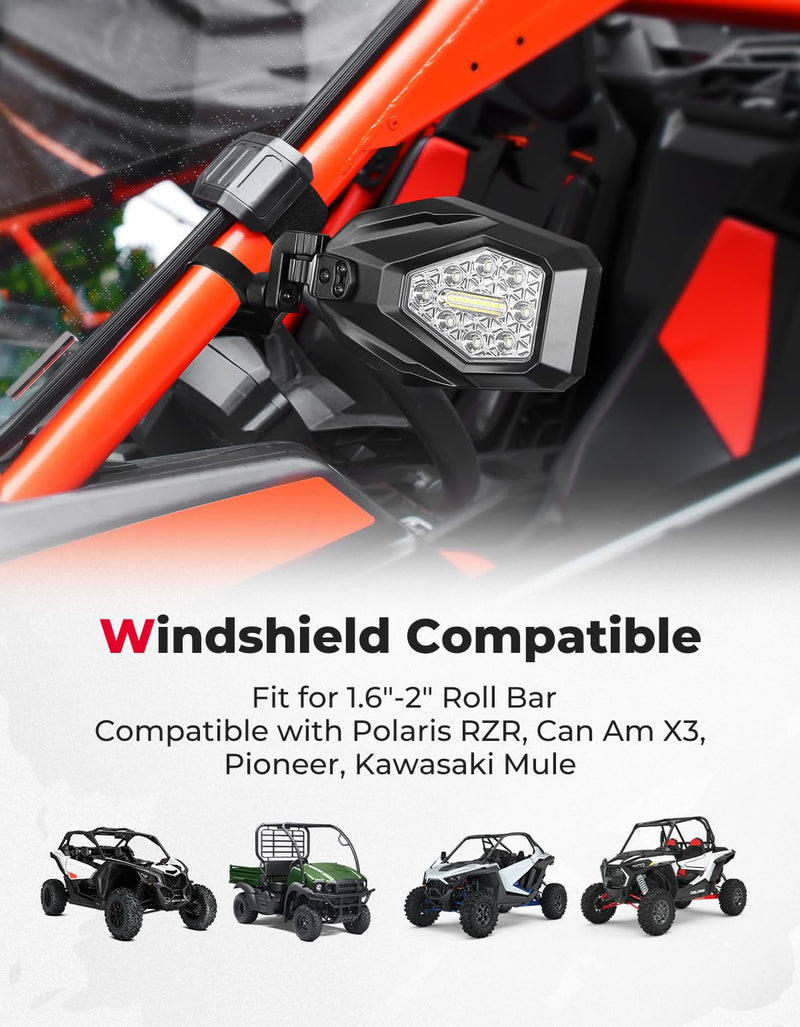 Load image into Gallery viewer, Side Mirrors with LED Turn Lights for Can Am Maverick X3/ RZR w/ 1.6"-2" Roll Bar
