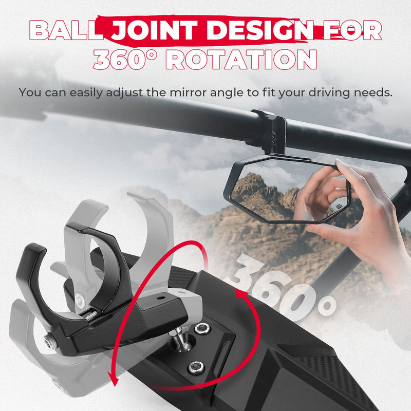 Load image into Gallery viewer, Upgraded UTV Rear View Mirror for 1.6"-2" Roll Bar Mount

