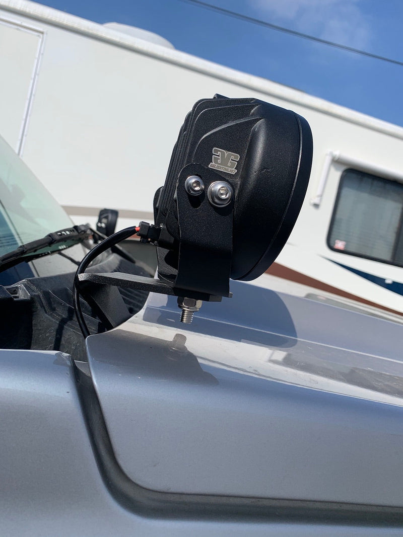 Load image into Gallery viewer, 1999-2006 Chevy Silverado &amp; GMC Sierra Hood / Windshield Pillar Mounts for LED Pod USA Made
