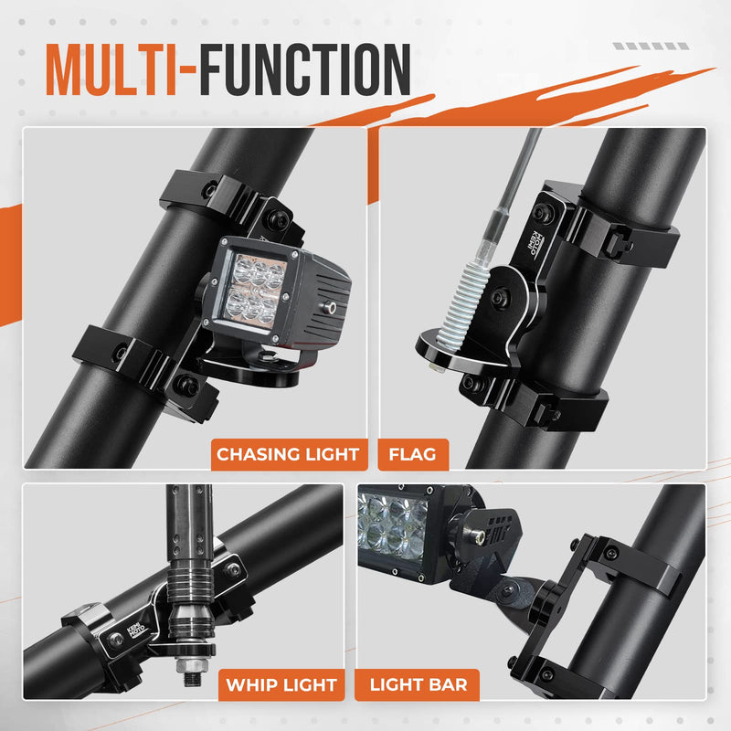 Load image into Gallery viewer, Aluminum UTV Whip Light Mount for 1.5 to 2" Roll Cage
