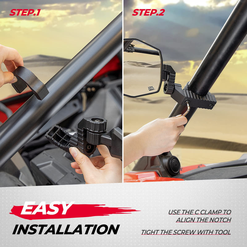 Load image into Gallery viewer, UTV Side Mirrors Fit 1.65"-2" Roll bar for RZR/ X3/ Pioneer/ Talon/ Kawasaki/ CFMOTO (1 pair)
