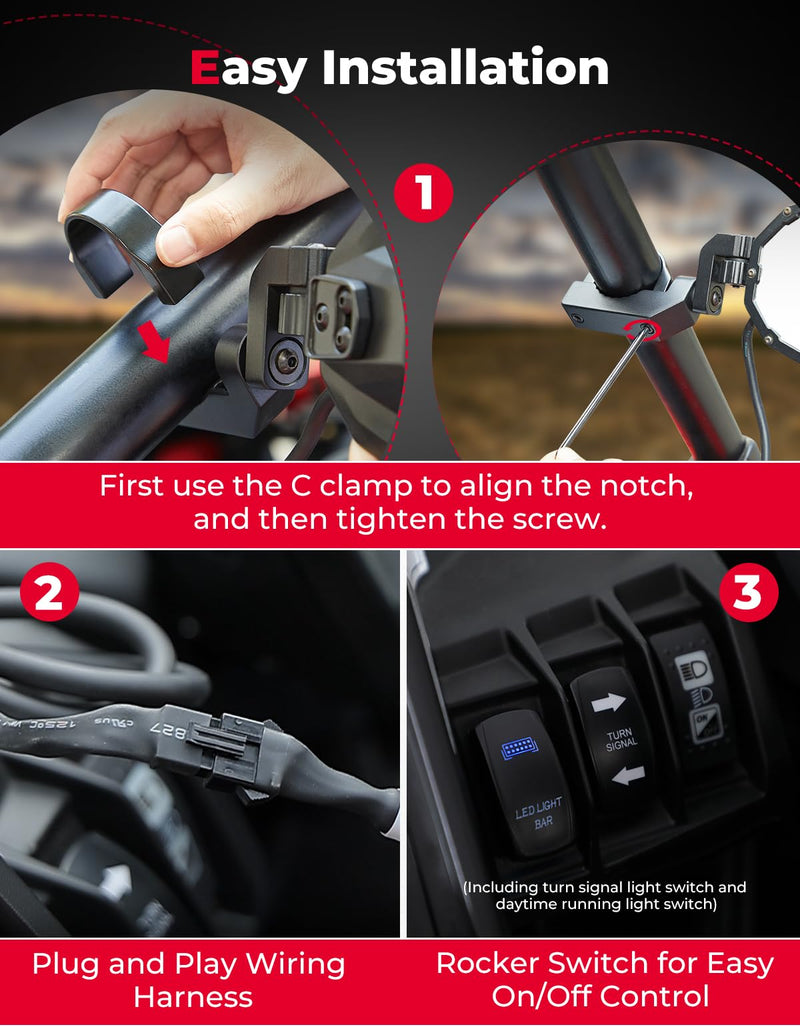 Load image into Gallery viewer, Side Mirrors with LED Turn Lights for Can Am Maverick X3/ RZR w/ 1.6"-2" Roll Bar
