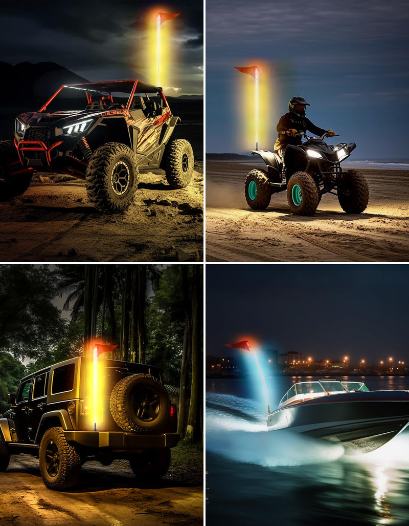 Load image into Gallery viewer, LED Whip Lights for ATV/UTV/RZR (5FT &amp; RGB - 1PC)
