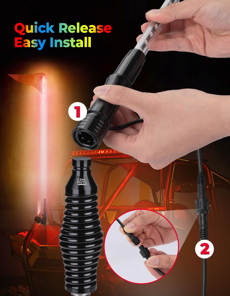 Load image into Gallery viewer, 2PCS 5FT UTV Whip Lights with Spring Bases

