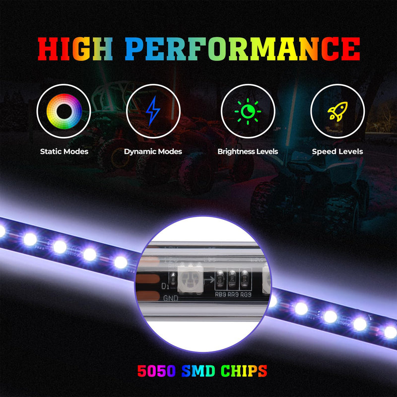Load image into Gallery viewer, 2pcs 4FT Black Limited LED Whip Light with RF Remote Control

