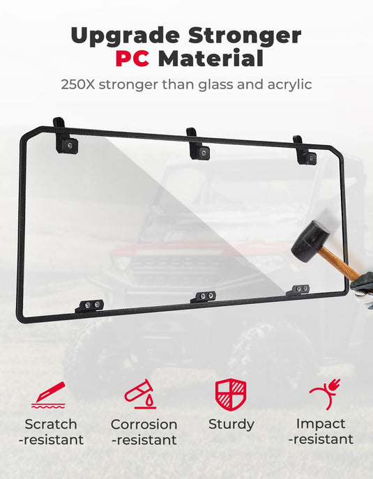 Midsize 570 Rear Windshield for Polaris Ranger 500 / Crew 570 / ETX