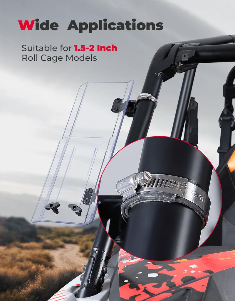 Load image into Gallery viewer, 2PCS UTV Side Wind Deflectors for Can-Am / Polaris fit 1.5-2.2 inch Roll Bar
