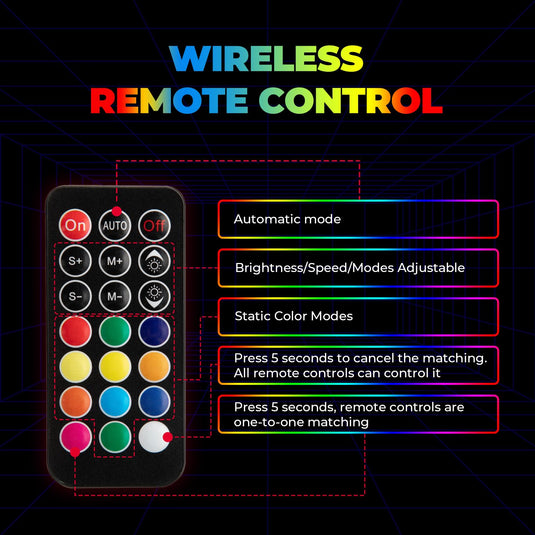 UTV ATV 5FT 2PCS Spiral Whip Light Bluetooth Control w/ Turn Signal Function