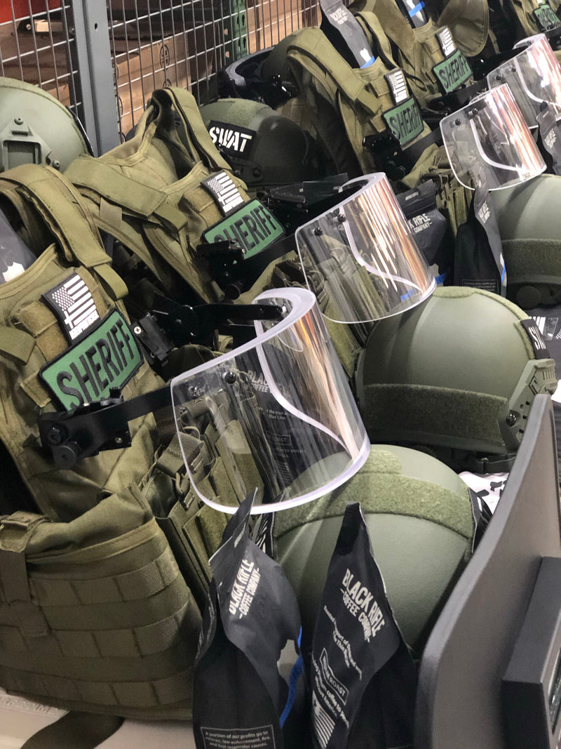 Load image into Gallery viewer, Level IIIA Ballistic Glass Face Shield with Helmet ARC Rail Mount
