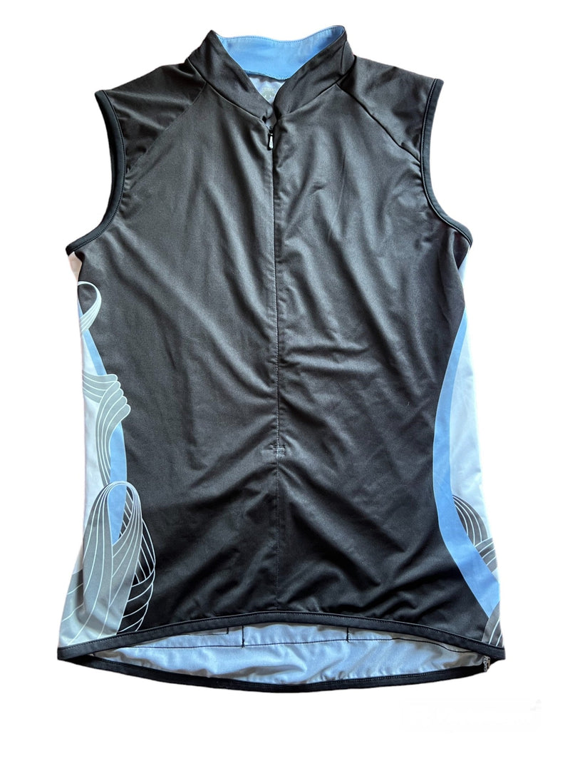 Load image into Gallery viewer, Descente Women&#39;s Spirit Sleeveless Jersey, Black/Ice Blue, Medium
