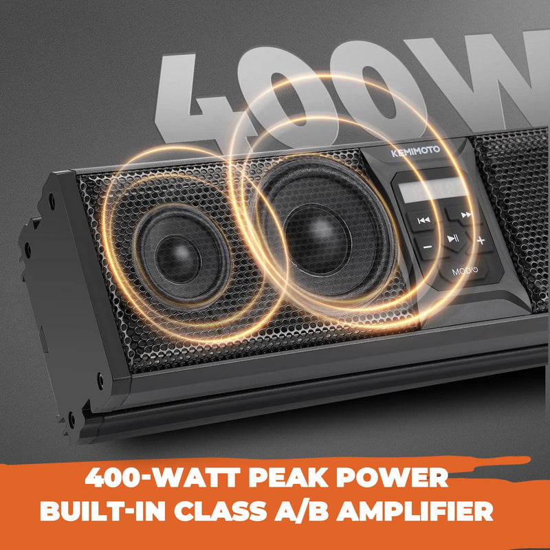 Load image into Gallery viewer, 16'' RGB UTV ATV Golf Cart Sound Bar, BT 5.0, Amplified, IP65 Waterproof Dustproof
