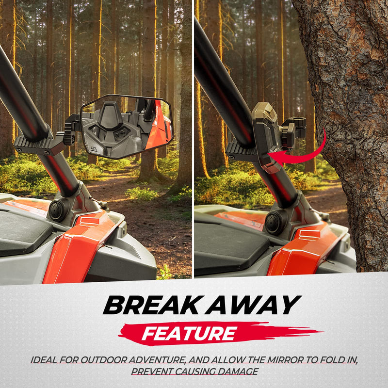 Load image into Gallery viewer, UTV Side Mirrors Fit 1.65"-2" Roll bar for RZR/ X3/ Pioneer/ Talon/ Kawasaki/ CFMOTO (1 pair)
