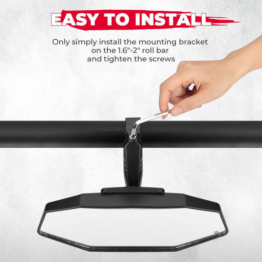 Upgraded UTV Rear View Mirror for 1.6"-2" Roll Bar Mount