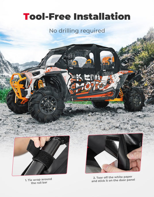 Soft Upper Door Cab Enclosure Set for Polaris RZR XP 4 1000 2014-2023
