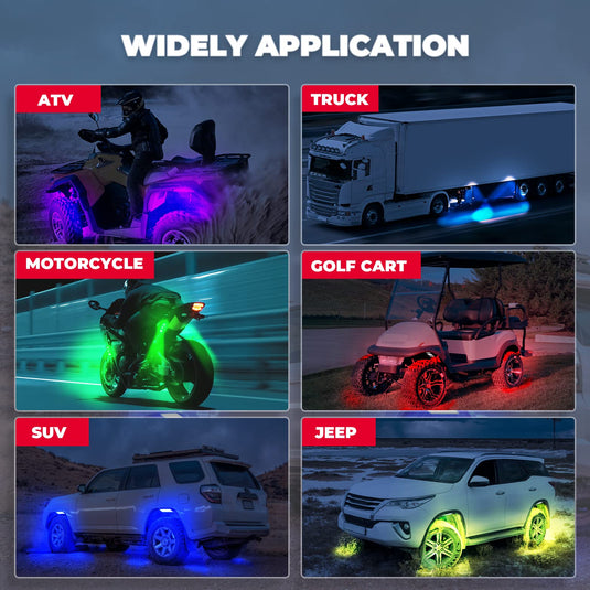 Universal 6 Pods RGB Rock Light Kit for UTV ATV Jeep Truck SUV Car