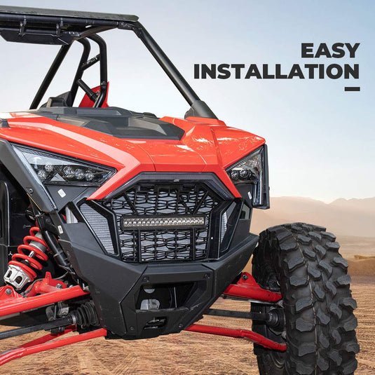 Front Mesh Grill with LED Light Bar for Polaris RZR PRO XP/TURBO R