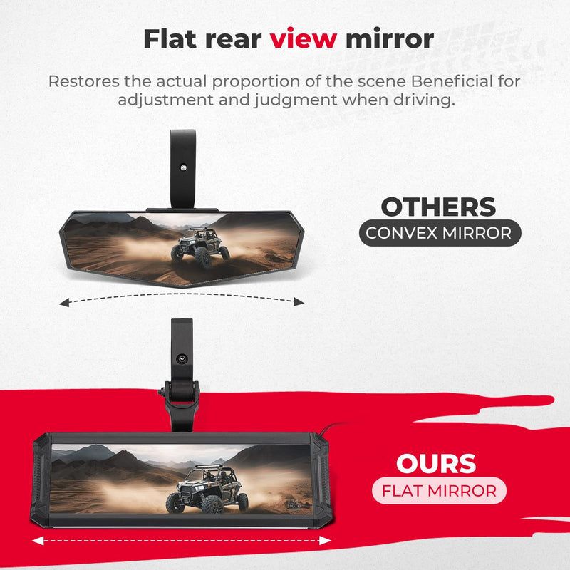 Load image into Gallery viewer, Upgraded UTV Rear View Center Mirror Interior Light Fit 1.6"-2" Mount
