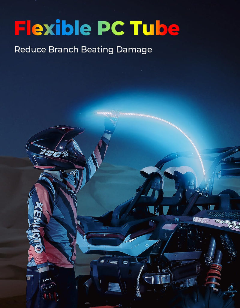 Load image into Gallery viewer, LED Whip Lights for ATV/UTV/RZR (5FT &amp; RGB - 1PC)
