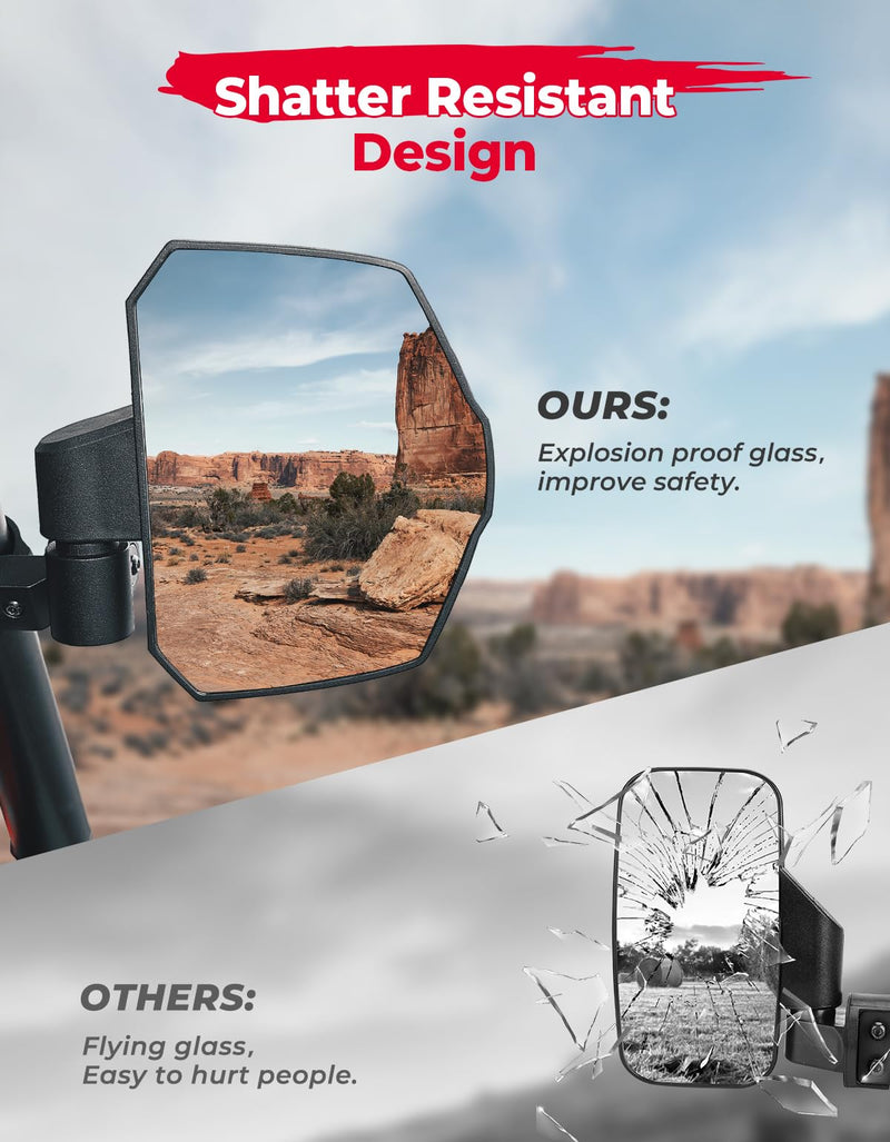 Load image into Gallery viewer, UTV Universal Large View Side Mirrors for 1.65"-2" Roll Bar
