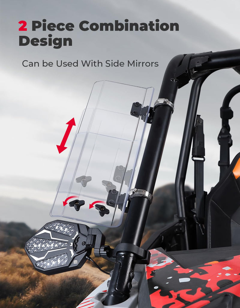 Load image into Gallery viewer, 2PCS UTV Side Wind Deflectors for Can-Am / Polaris fit 1.5-2.2 inch Roll Bar
