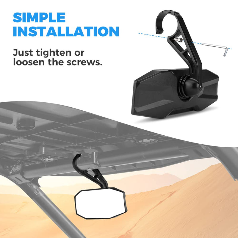 Load image into Gallery viewer, Rear View Center Mirror for 1.75” Roll Bar for Polaris RZR

