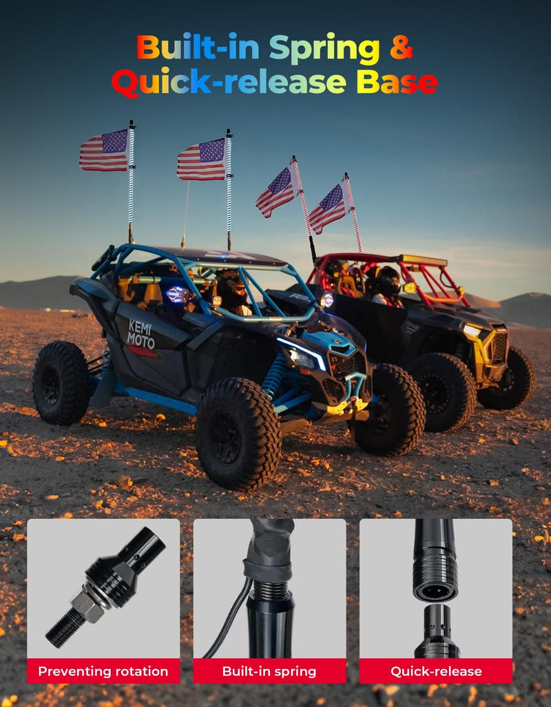 Load image into Gallery viewer, 2PCS 3FT COB Whip Lights w/ App &amp; Remote Control for UTV ATV Boats
