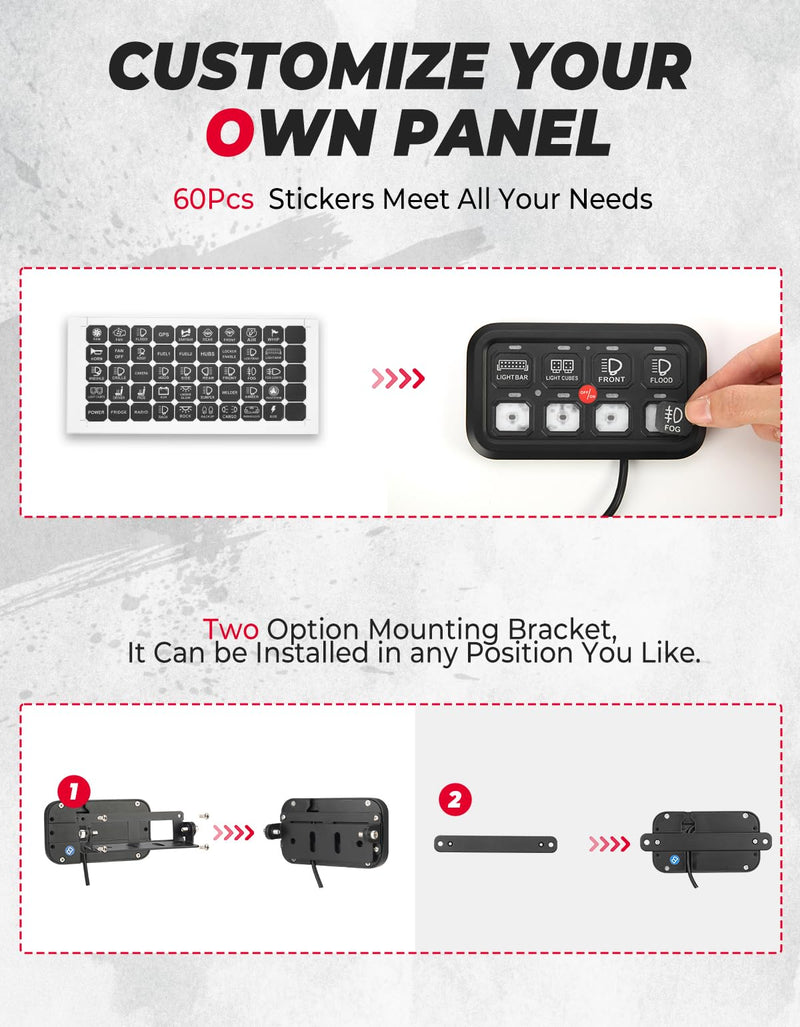 Load image into Gallery viewer, 12-24V 8 Gang Switch Panel for Cars, UTVs, Trucks, Wrangler &amp; RZR X3
