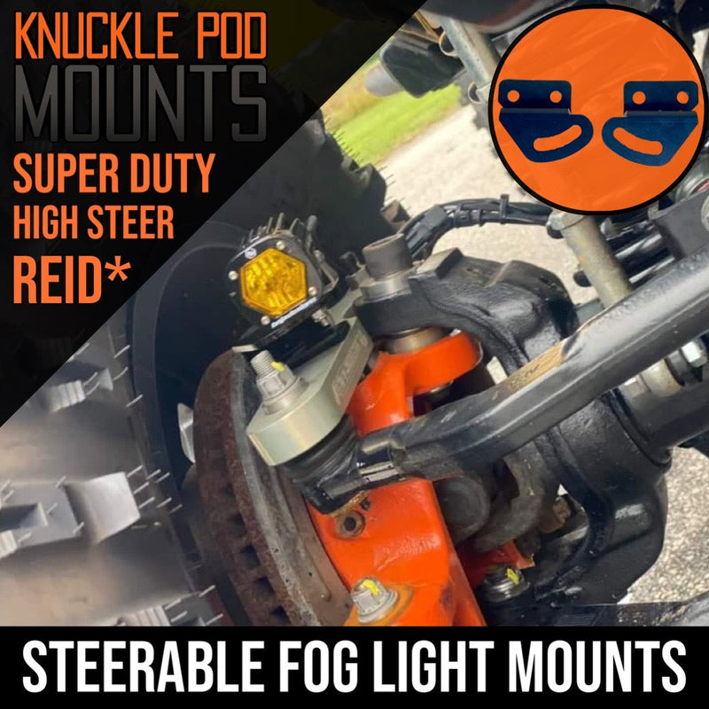 Load image into Gallery viewer, REID Super Duty Steerable Knuckle Pod Light Mounts (2005-2012)

