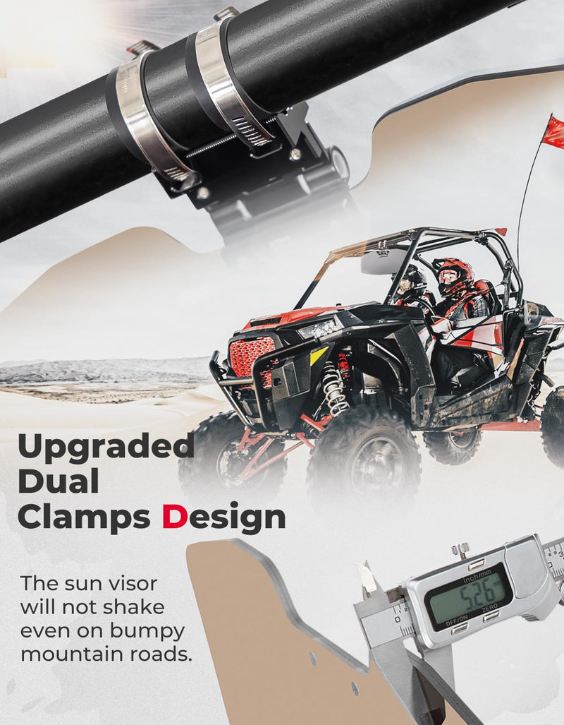 Load image into Gallery viewer, Oversized Upgraded UTV Sun Visor Mirror for 1.5”-2” Roll Bars
