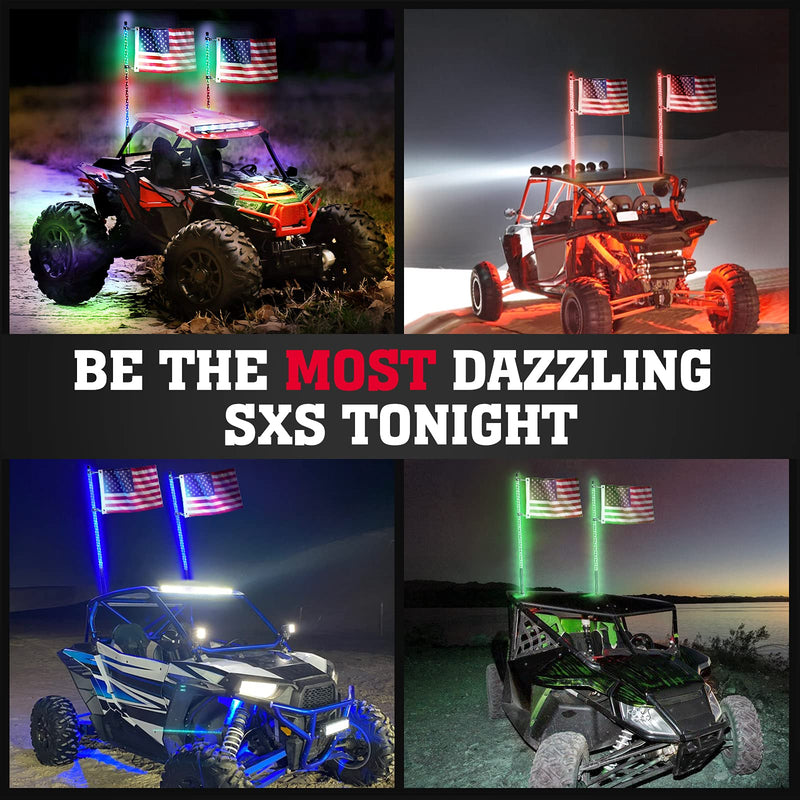 Load image into Gallery viewer, UTV ATV 5FT 2PCS Spiral Whip Light Bluetooth Control w/ Turn Signal Function
