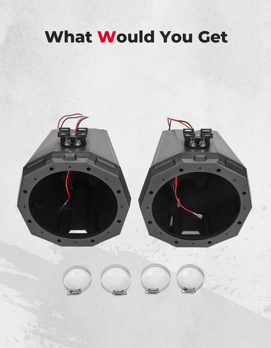 8-Inch Speaker Pod Enclosure for All 1.5" to 2" Roll Bar