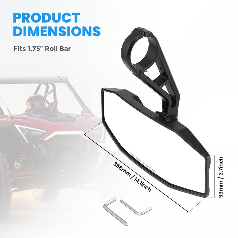 Load image into Gallery viewer, Rear View Center Mirror for 1.75” Roll Bar for Polaris RZR
