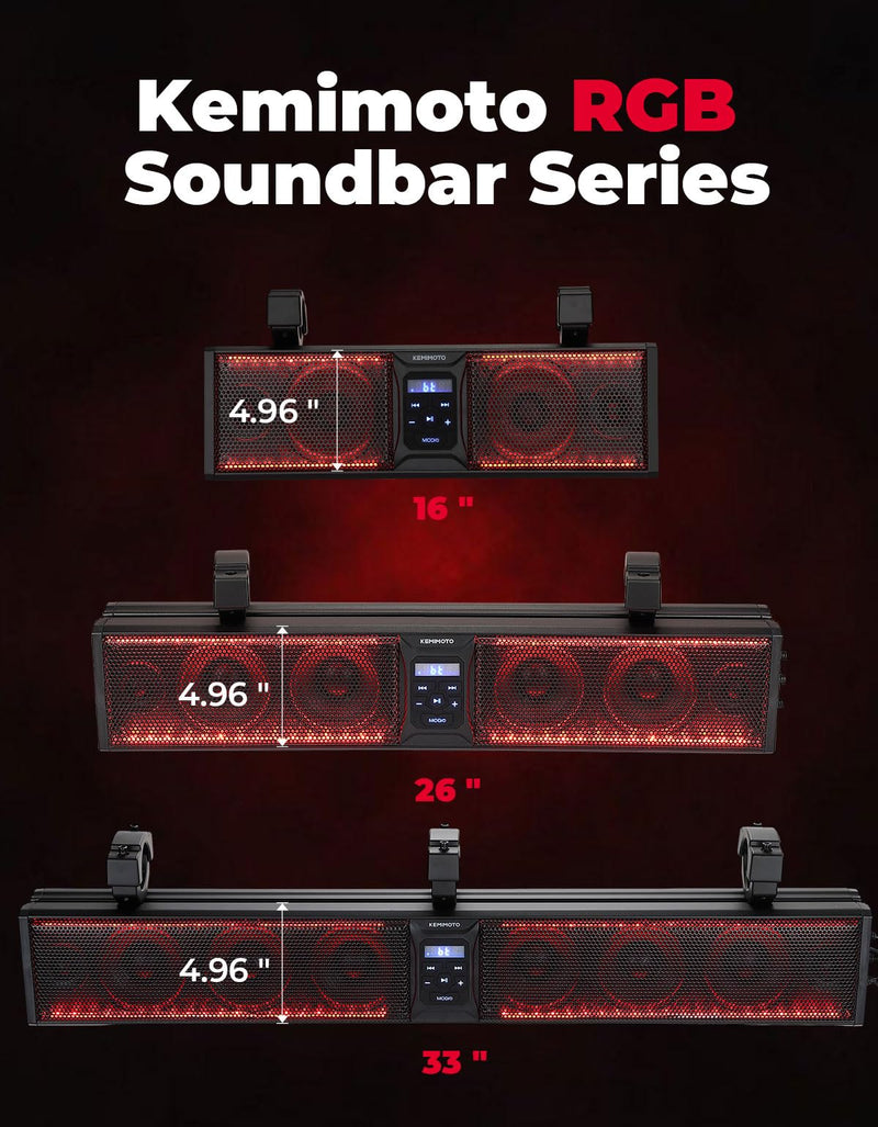 Load image into Gallery viewer, 33'' 8-Speaker RGB UTV Bluetooth Sound Bar for Can Am Maverick X3/ RZR w/ 1.75''-2.25'' Roll Bar

