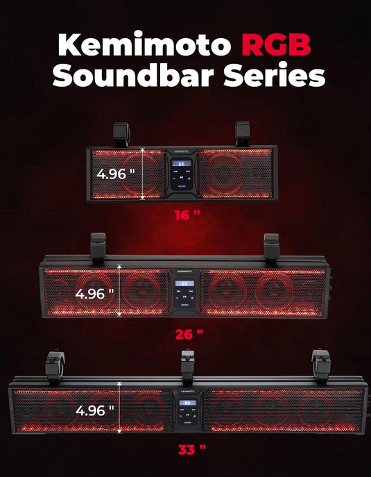 33'' 8-Speaker RGB UTV Bluetooth Sound Bar for Can Am Maverick X3/ RZR w/ 1.75''-2.25'' Roll Bar