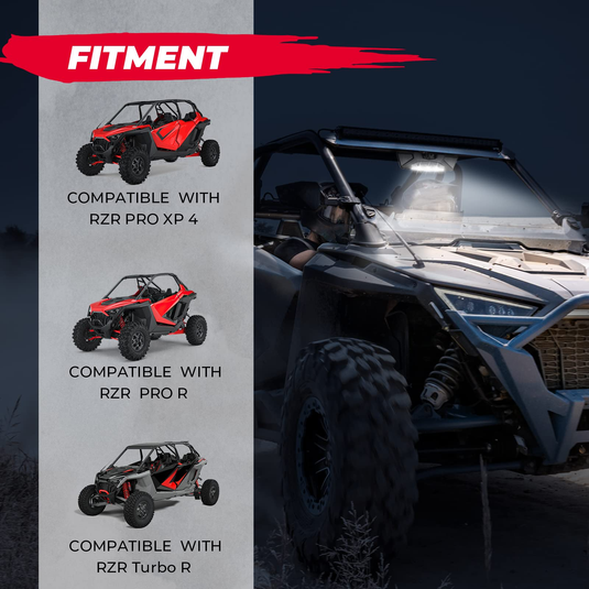 Aluminum Rear View Mirror with Light for Polaris RZR PRO XP/R