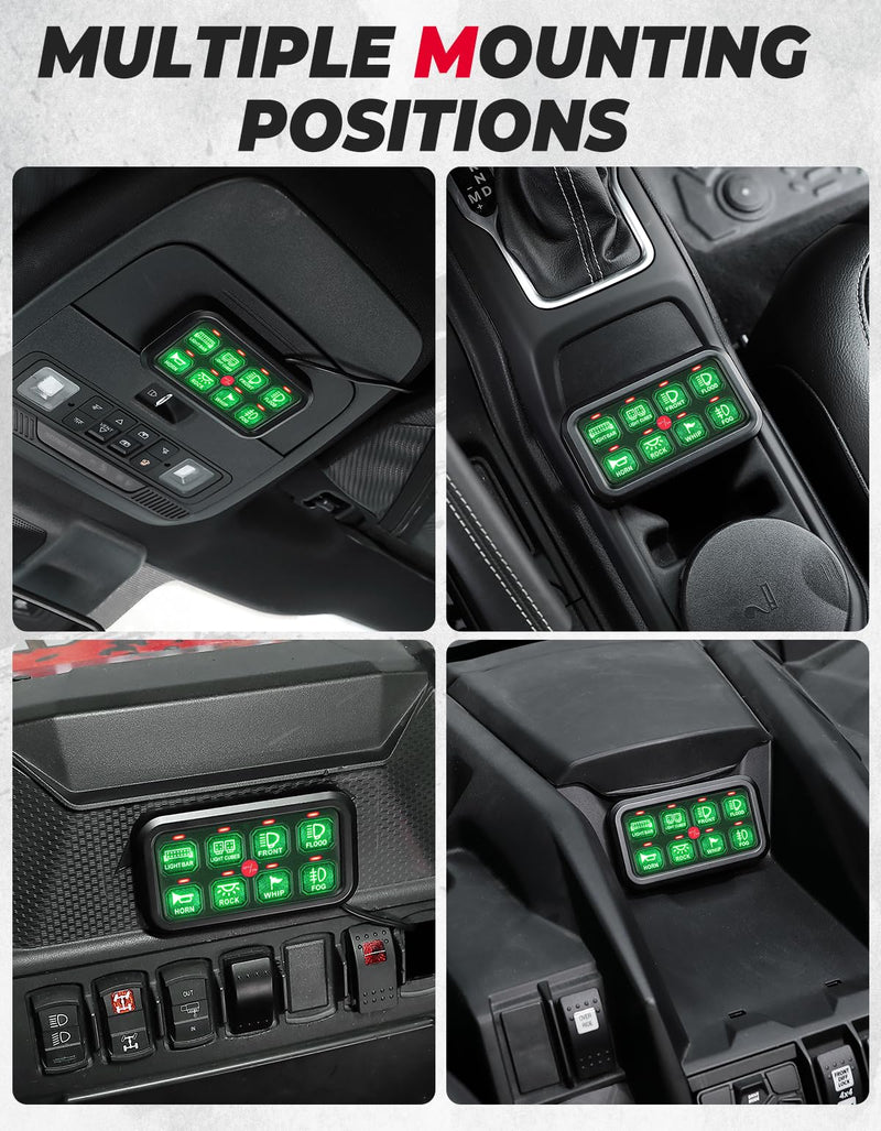 Load image into Gallery viewer, 12-24V 8 Gang Switch Panel for Cars, UTVs, Trucks, Wrangler &amp; RZR X3
