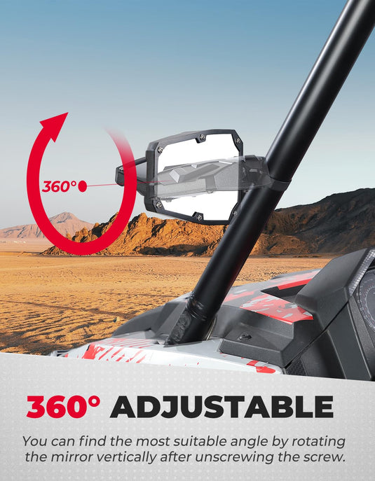 UTV Universal 1.5-1.875 In Side Mirrors for Polaris/Can-Am/Kawasaki