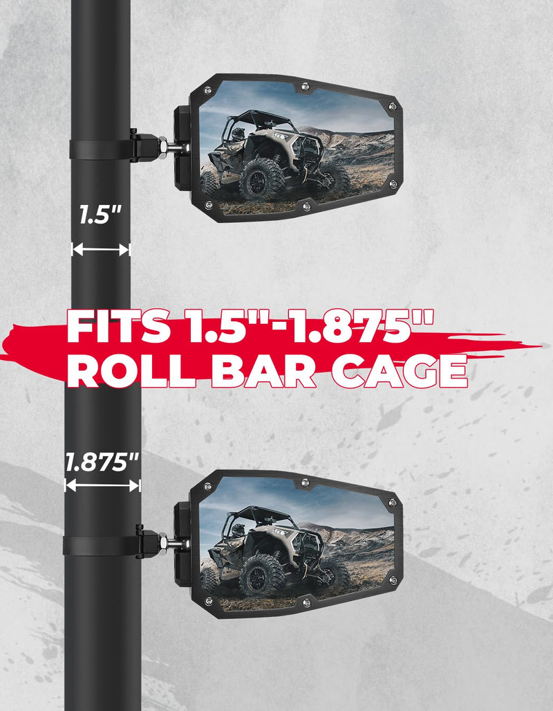Load image into Gallery viewer, UTV Universal 1.5-1.875 In Side Mirrors for Polaris/Can-Am/Kawasaki
