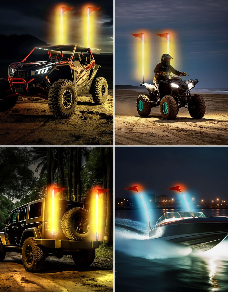 Load image into Gallery viewer, 2PCS 5FT UTV Whip Lights with Spring Bases

