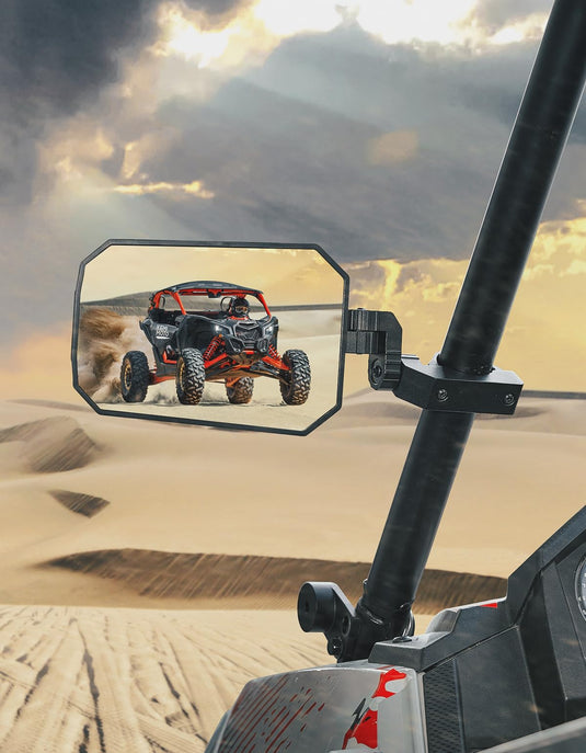 UTV Side Mirrors, Tool-free Multi-Adjustment for Can Am Maverick X3/ RZR w/ 1.65-2" Roll bar