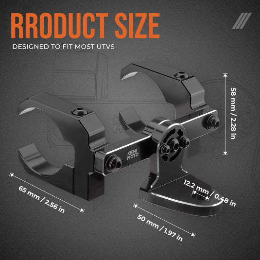 Aluminum UTV Whip Light Mount for 1.5 to 2" Roll Cage