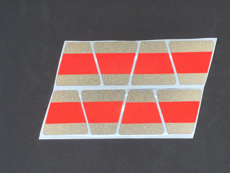 Load image into Gallery viewer, MATTE BLACK WITH MATTE RED LINE TRIPLE STRIPE REFLECTIVE HELMET (TET) TETRAHEDRON 8 PACK
