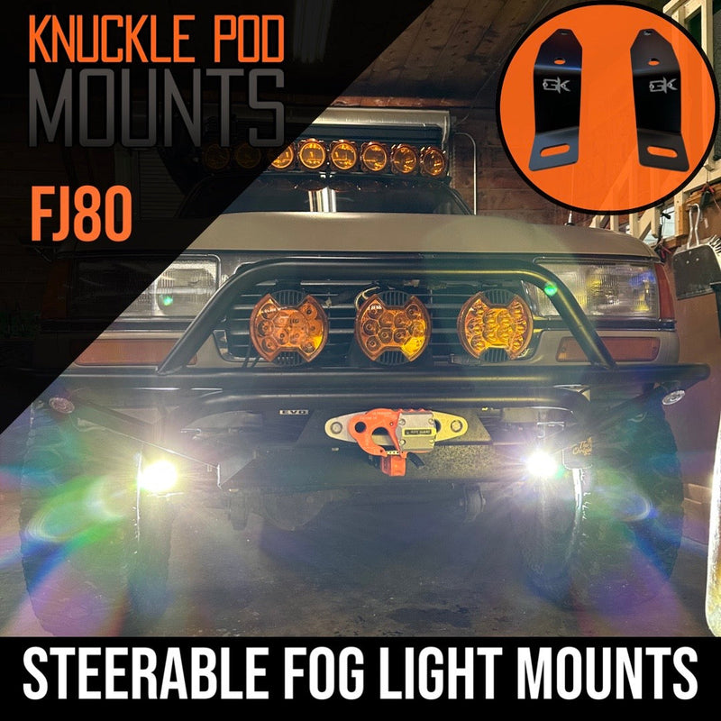 Load image into Gallery viewer, Toyota FJ80 Landcruiser Steerable Knuckle Pod Light Mounts (1990-1997)
